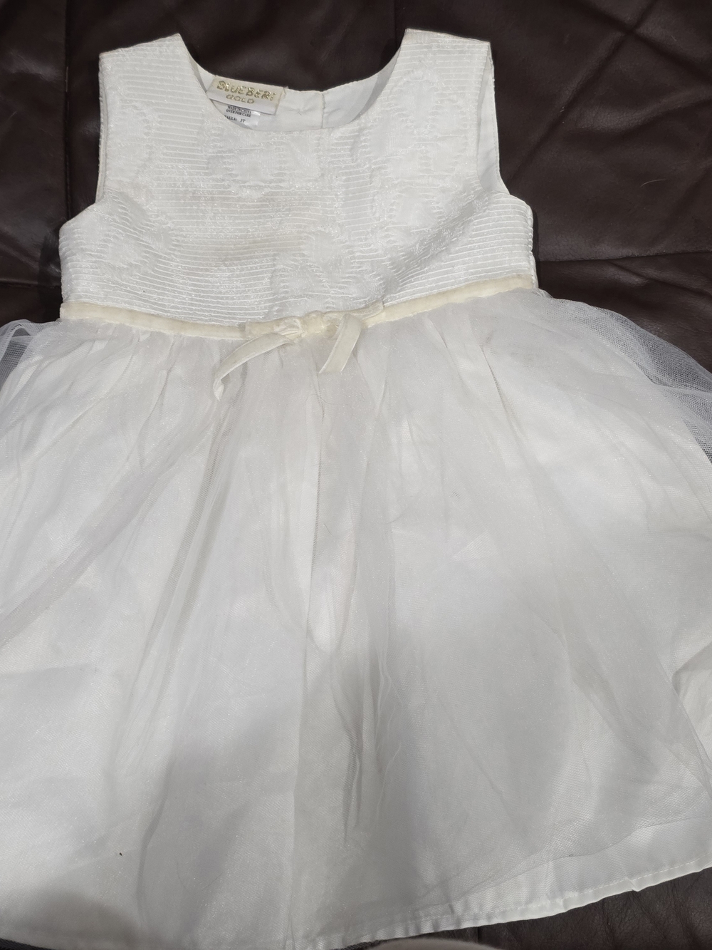 Toddler Ivory Tulle Party Dress with Ribbon Waist